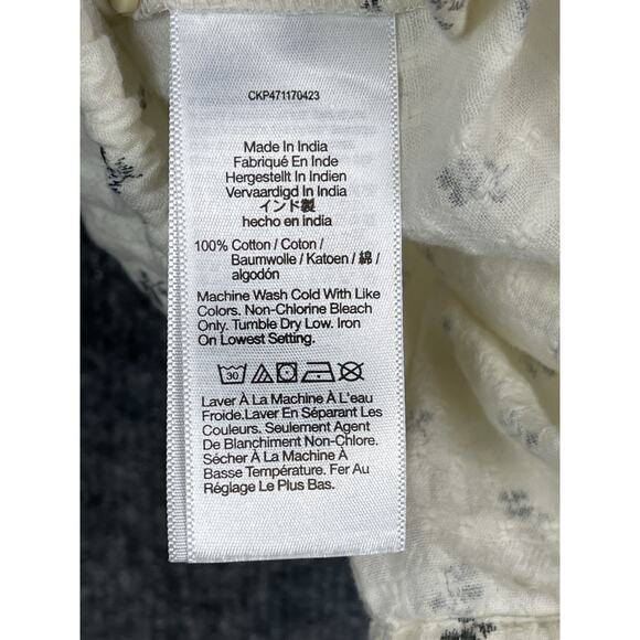 Madewell XS Button-Up Drawstring Shirt in Blooming Ikat white cropped - Picture 10 of 11